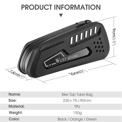 1754 Bolsa de tubo superior para bicicleta - Negro