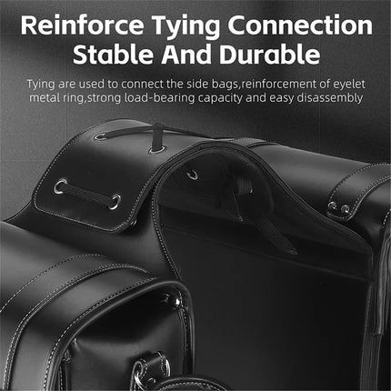 1619 Retro PU leather double side saddle bag - Black