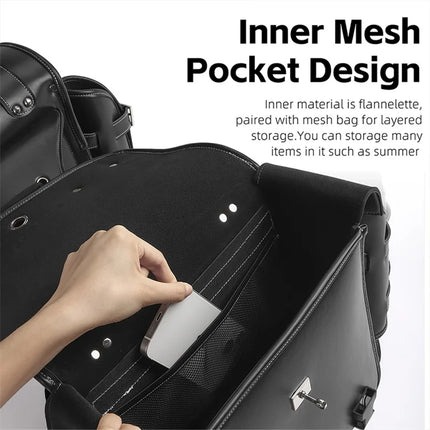 1619 Retro PU leather double side saddle bag - Black