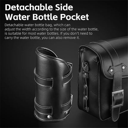 1619 Retro PU leather double side saddle bag - Black