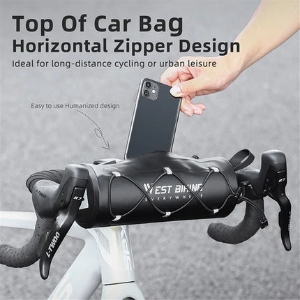 1254Sacoche de guidon de vélo multifonctionnelle de grande capacité 2L étanche