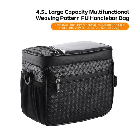 1562 Bolsa de aislamiento para manillar de bicicleta de cuero PU con pantalla táctil