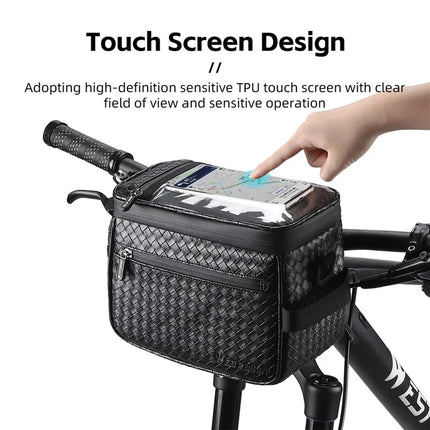 1562 Bolsa de aislamiento para manillar de bicicleta de cuero PU con pantalla táctil