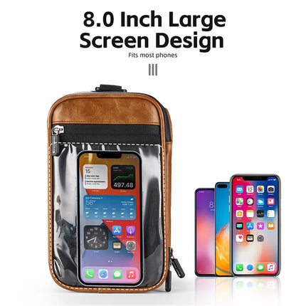 1622Sacoche de guidon de vélo en cuir thermique, support de téléphone