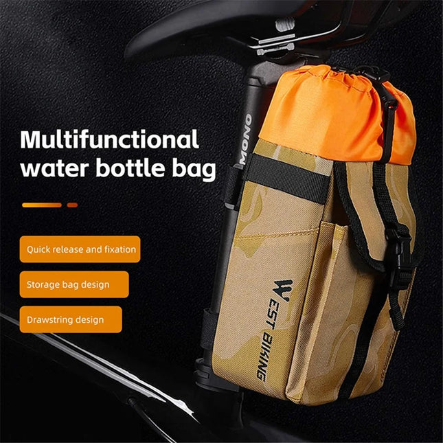 404 Bicycle Handlebar Water Bottle Bag 1.2L with Drawstring Closure