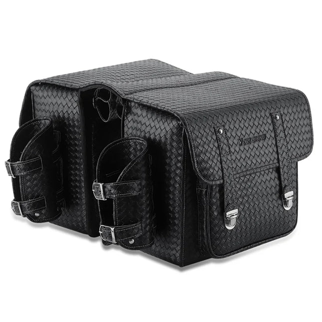 587 Woven Texture Leather Rear Bike Rack Bag