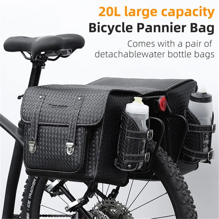 587Sacoche de porte-bagages arrière de vélo en cuir à texture tissée