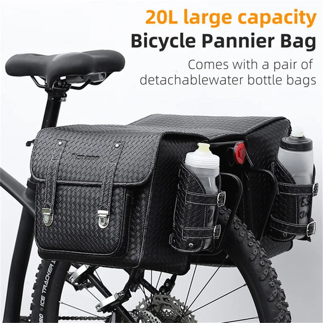 587 Woven Texture Leather Rear Bike Rack Bag