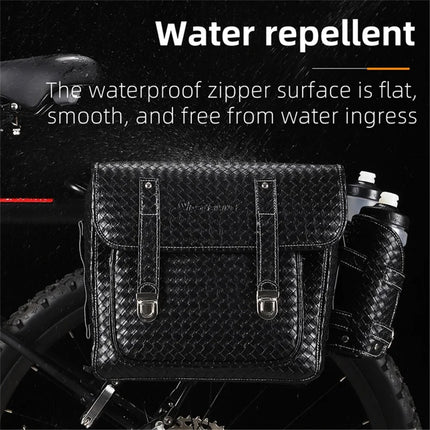 587Sacoche de porte-bagages arrière de vélo en cuir à texture tissée