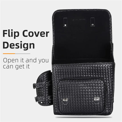 587Sacoche de porte-bagages arrière de vélo en cuir à texture tissée