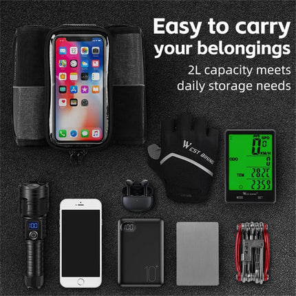 1259 Sacoche de tubo superior de bicicleta, tecido Oxford