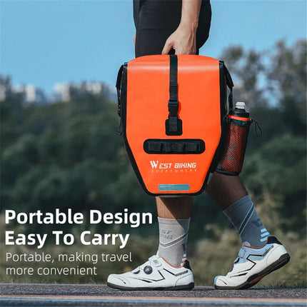 1693Bolsa para portaequipajes trasero de bicicleta en tela impermeable 1000D - Negro / Naranja