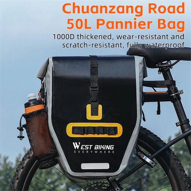 1789Bolsa para portaequipajes trasero de bicicleta en tela impermeable 1000D - Negro