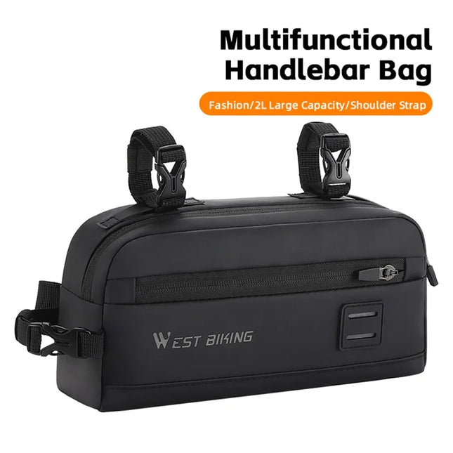 1055Sacoche de guidon de vélo suspendue en tissu Oxford - Noir