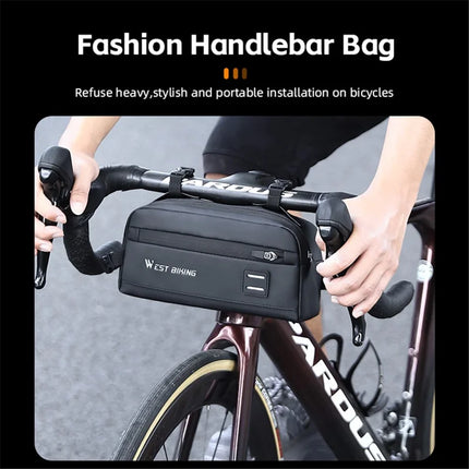 1055Sacoche de guidon de vélo suspendue en tissu Oxford - Noir