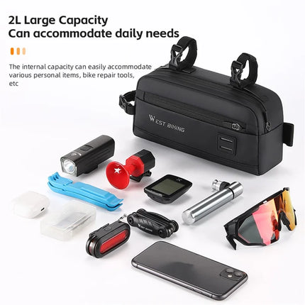 1055Sacoche de guidon de vélo suspendue en tissu Oxford - Noir