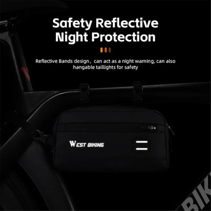 1055Sacoche de guidon de vélo suspendue en tissu Oxford - Noir