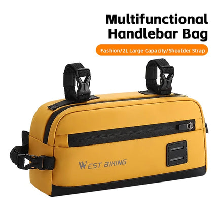 1369Sacoche de guidon de vélo suspendue en tissu Oxford - Jaune