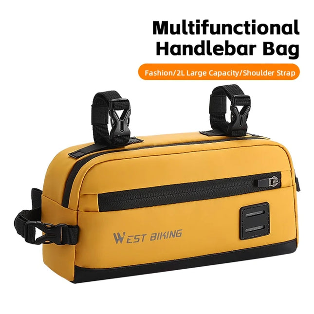 1369Sacoche de guidon de vélo suspendue en tissu Oxford - Jaune