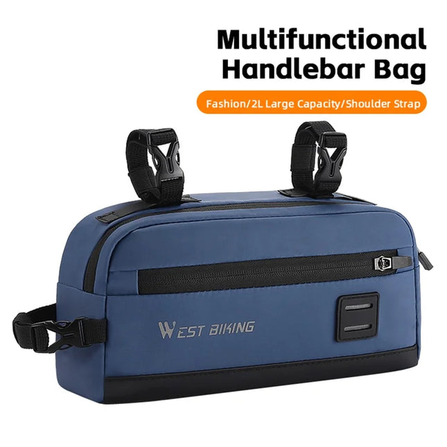 1050Sacoche de guidon de vélo suspendue en tissu Oxford - Bleu