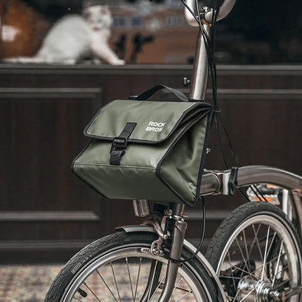 1508Borsa anteriore per bici Brompton con fodera in film di alluminio - Verde scuro