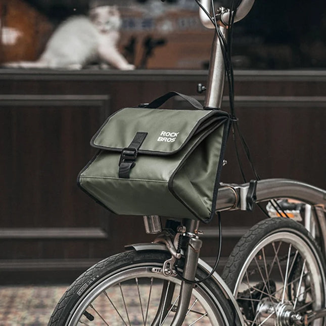 1508Borsa anteriore per bici Brompton con fodera in film di alluminio - Verde scuro