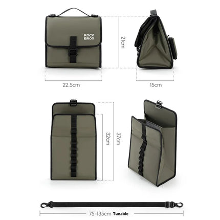 1723Bolsa delantera para bicicleta Brompton con forro de película de aluminio - Gris