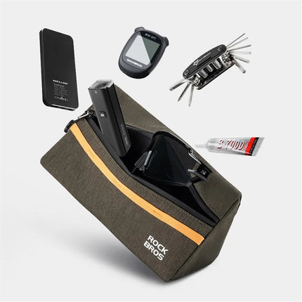 1387Sacoche de guidon de vélo 1,3L, pochette de rangement  - Vert armée