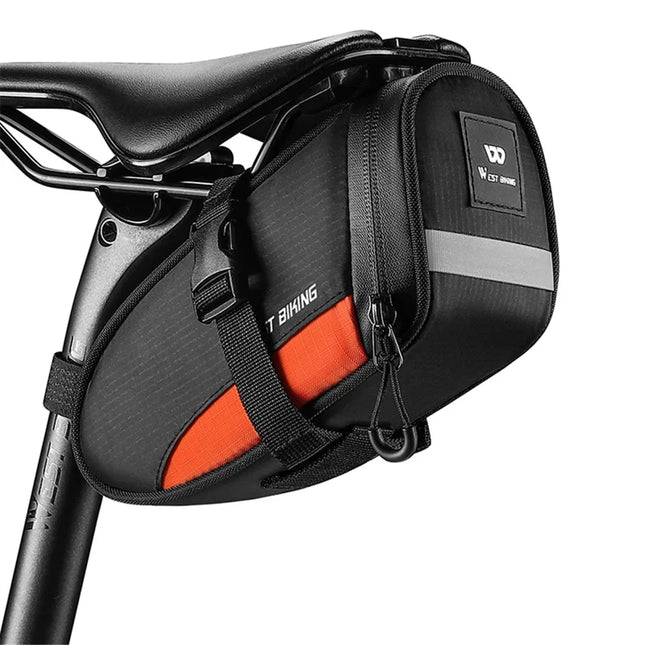 1122Sacoche de selle de vélo étanche 1,2L étanche - Noir + Orange
