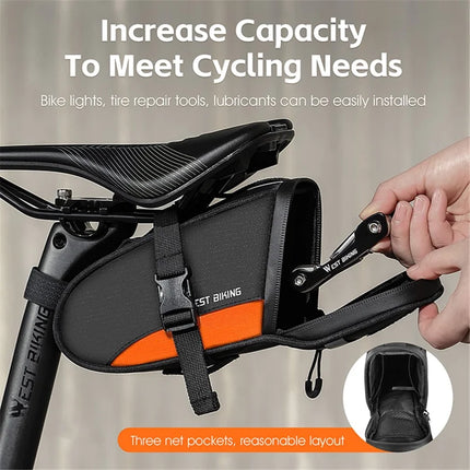 1078 Waterproof Bicycle Saddle Bag 1.2L - Black + Blue