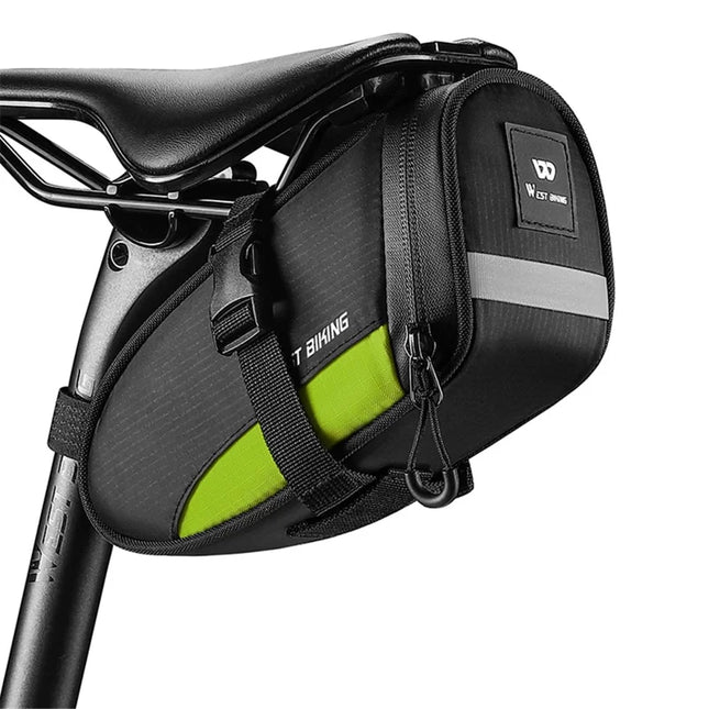 608Sac Outdoor Bike Saddle Bag 1.2L Waterproof - Black+Green