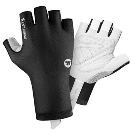 2547 Guantes de ciclismo antichoque de medio dedo para bicicleta - Negro