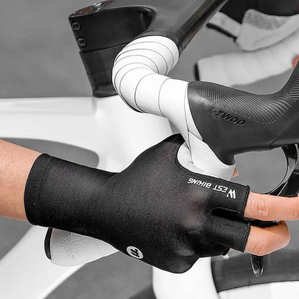 2547 Guantes de ciclismo antichoque de medio dedo para bicicleta - Negro