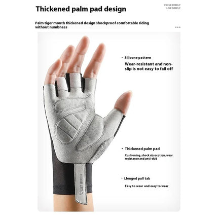 2551 Guantes de ciclismo antichoque de medio dedo para bicicleta - Negro