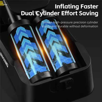 916Pompa a piede ad alta pressione a doppio cilindro per bicicletta