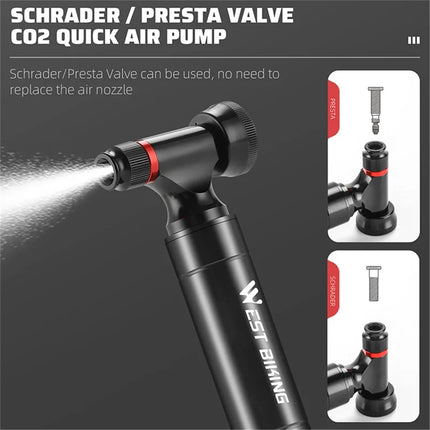 1147Gonfleur CO2 pour vélo, pompe à vélo en alliage d&amp;#39;aluminium avec manomètre