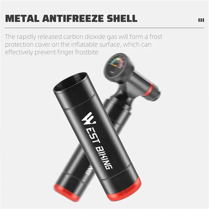 1147Gonfleur CO2 pour vélo, pompe à vélo en alliage d&amp;#39;aluminium avec manomètre