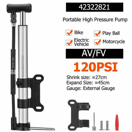 2278Pompe à vélo portable  120PSI haute pression avec manomètre