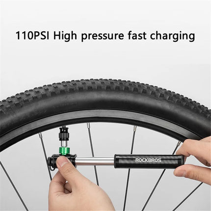 2481 Tragbare ROCKBROS Hochdruck-Fahrradpumpe 110 PSI mit AV / FV Düse