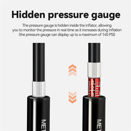 1194Pompa per bicicletta 220PSI ad aria manuale con manometro nascosto