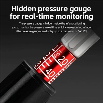 1194Pompa per bicicletta 220PSI ad aria manuale con manometro nascosto