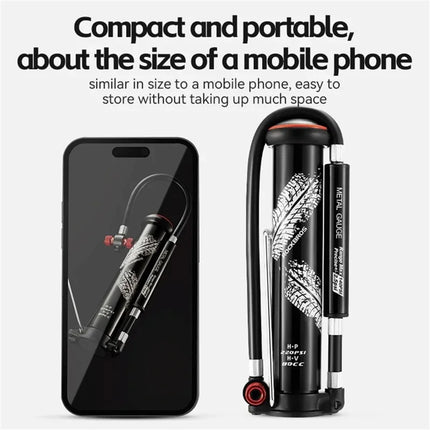 1194Pompa per bicicletta 220PSI ad aria manuale con manometro nascosto