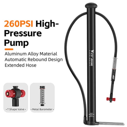 139 Gonfiatore per pneumatici da bicicletta, pompa ad alta pressione con auto-rimbalzo