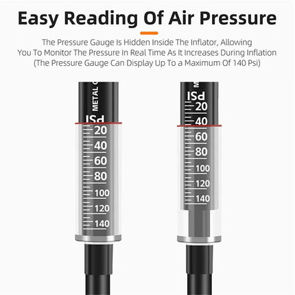 139 Gonfiatore per pneumatici da bicicletta, pompa ad alta pressione con auto-rimbalzo