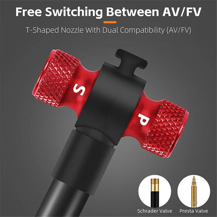 139 Gonfiatore per pneumatici da bicicletta, pompa ad alta pressione con auto-rimbalzo