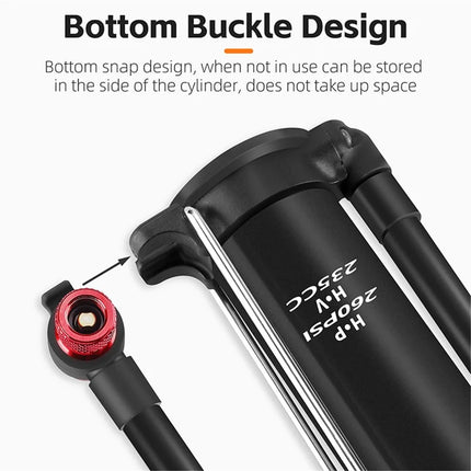 139 Gonfiatore per pneumatici da bicicletta, pompa ad alta pressione con auto-rimbalzo