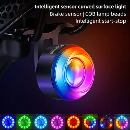 280Fanale posteriore per bicicletta intelligente con allarme luminoso colorato