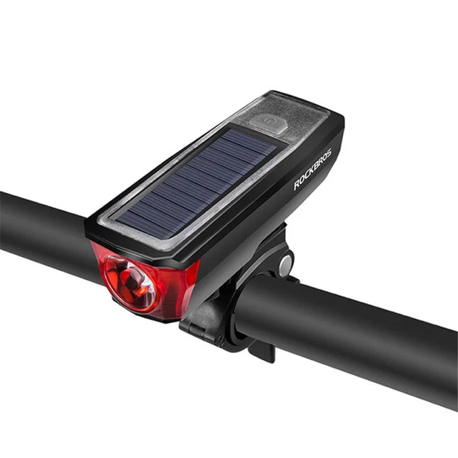 2349Lampe frontale de vélo solaire avec chargeur de batterie et sonnette