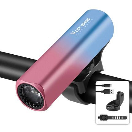 983Phare avant de vélo lumineux 400LM en alliage d&amp;#39;aluminium  - Dégradé bleu + rose
