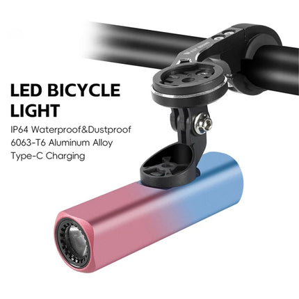 983Phare avant de vélo lumineux 400LM en alliage d&amp;#39;aluminium  - Dégradé bleu + rose